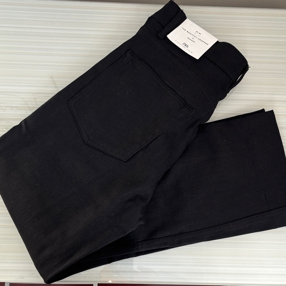 Black Boothcut Cropped Denim Jeans